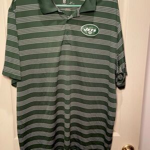 NFL NY Jets Green Striped Polo Shirt
